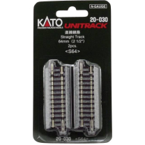 N Kato-Gleis Gerade 64mm, 2er Set, 20-030